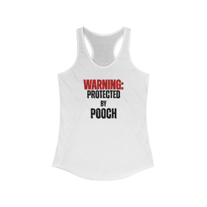 Protected by Pooch White Women's Ideal Racerback Tank