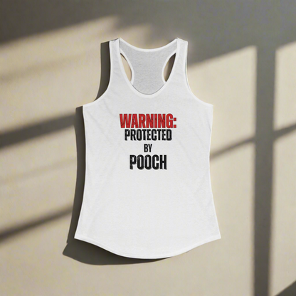 Protected by Pooch White Women's Ideal Racerback Tank