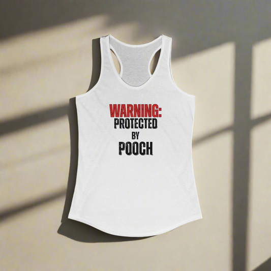 Protected by Pooch White Women's Ideal Racerback Tank